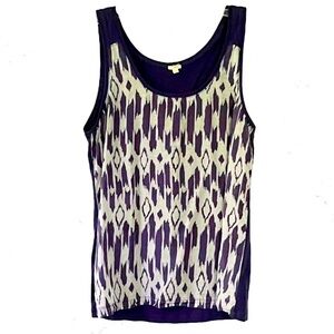 J. Crew Versatile Navy blue white geometric print sleeveless silk blend tank top